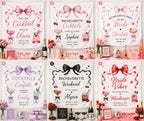 Bachelorette Cocktail Linen Tapestry, Personalized Bride Party Backdrop, Custom Coquette Bow – product photo 4