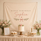 Personalized Boho Birthday Fabric Backdrop, Custom Name Party Decor – product photo 5