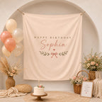 Personalized Boho Birthday Fabric Backdrop, Custom Name Party Decor – product photo 10
