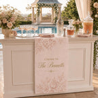 Personalized Wedding Bar Sign, Floral Satin Fabric Banner – product photo 4