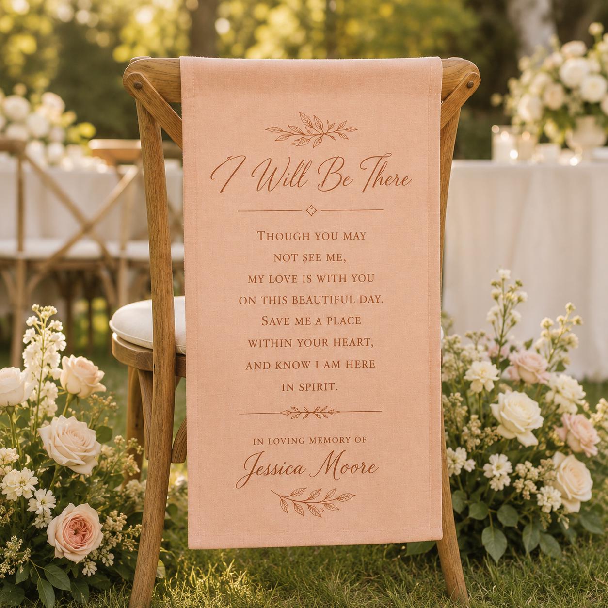 Memorial Wedding Chair Banner, In Loving Memory Fabric Sign, Reserved Seat Decor - product image 4