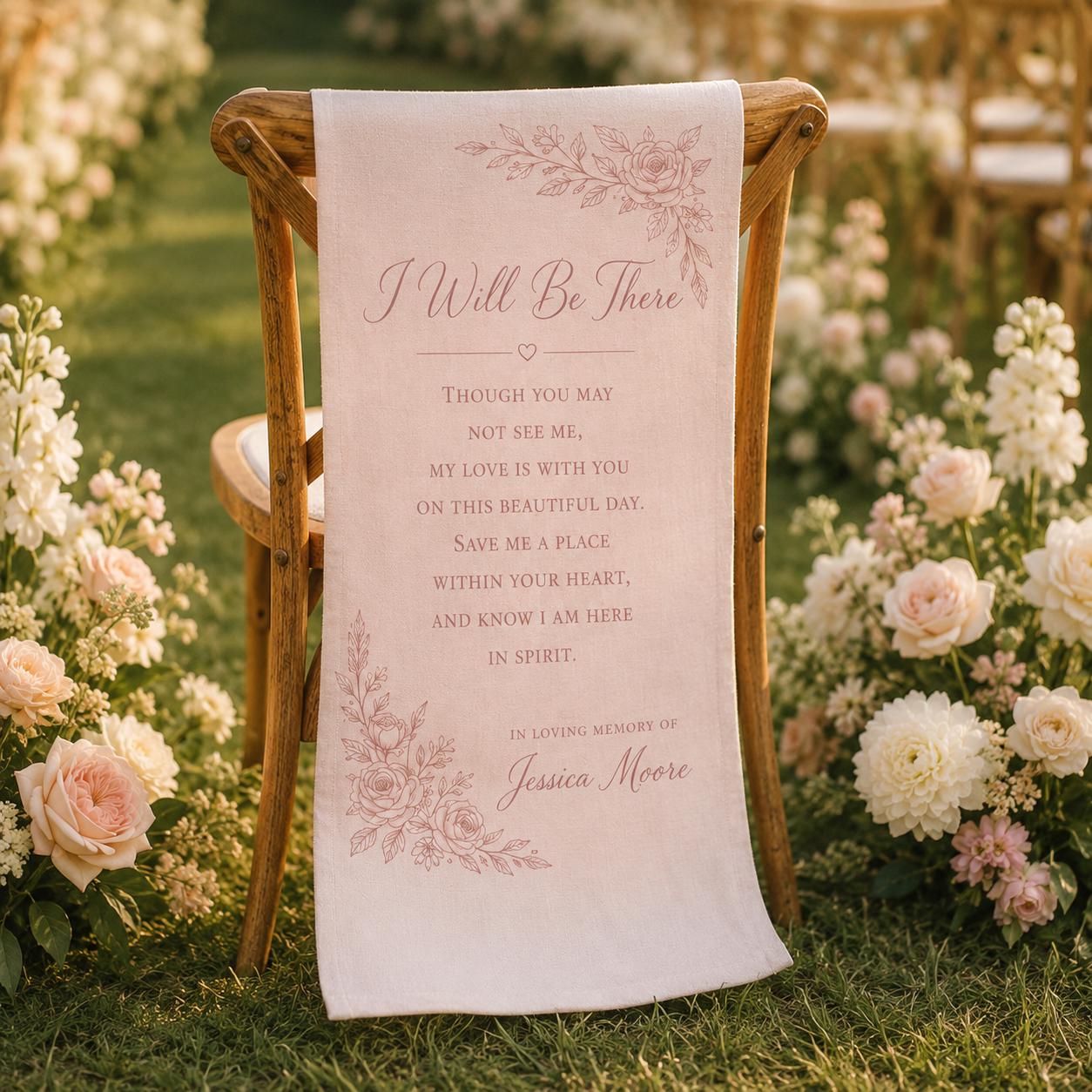 Memorial Wedding Chair Banner, In Loving Memory Fabric Sign, Reserved Seat Decor - product image 6