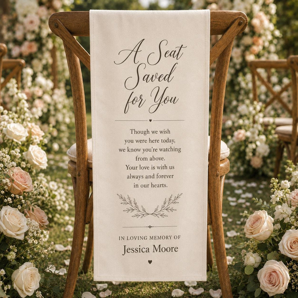 Wedding Memorial Fabric Banner, In Loving Memory Sign, Reserved Seat Decor - product image 1