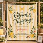 Retirement Linen Tapestry, Personalized Retired And Thriving Banner – main product view