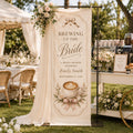 Bridal Shower Coffee Bar Banner, Personalized Satin Backdrop, Custom Bride Party Decor - product image 1