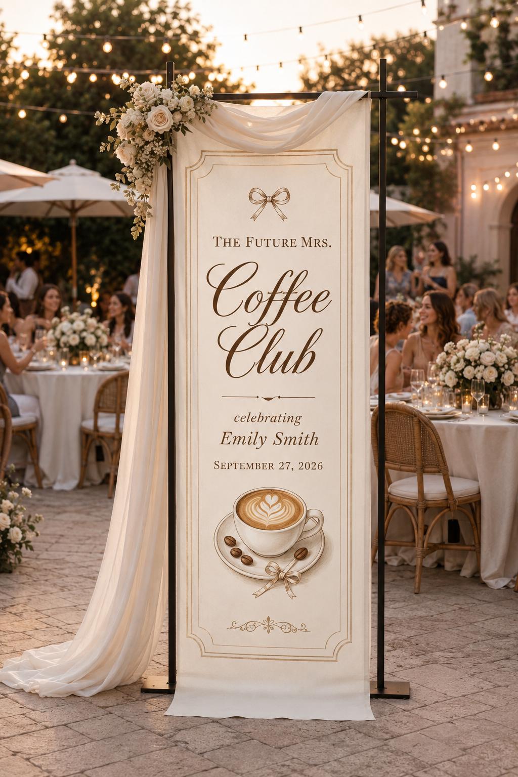 Bridal Shower Coffee Bar Banner, Personalized Satin Backdrop, Custom Bride Party Decor - product image 7