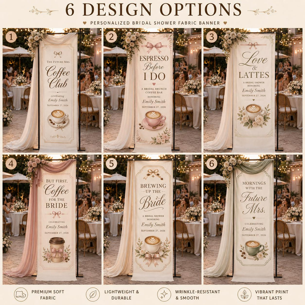 Bridal Shower Coffee Bar Banner, Personalized Satin Backdrop, Custom Bride Party Decor - product image 2
