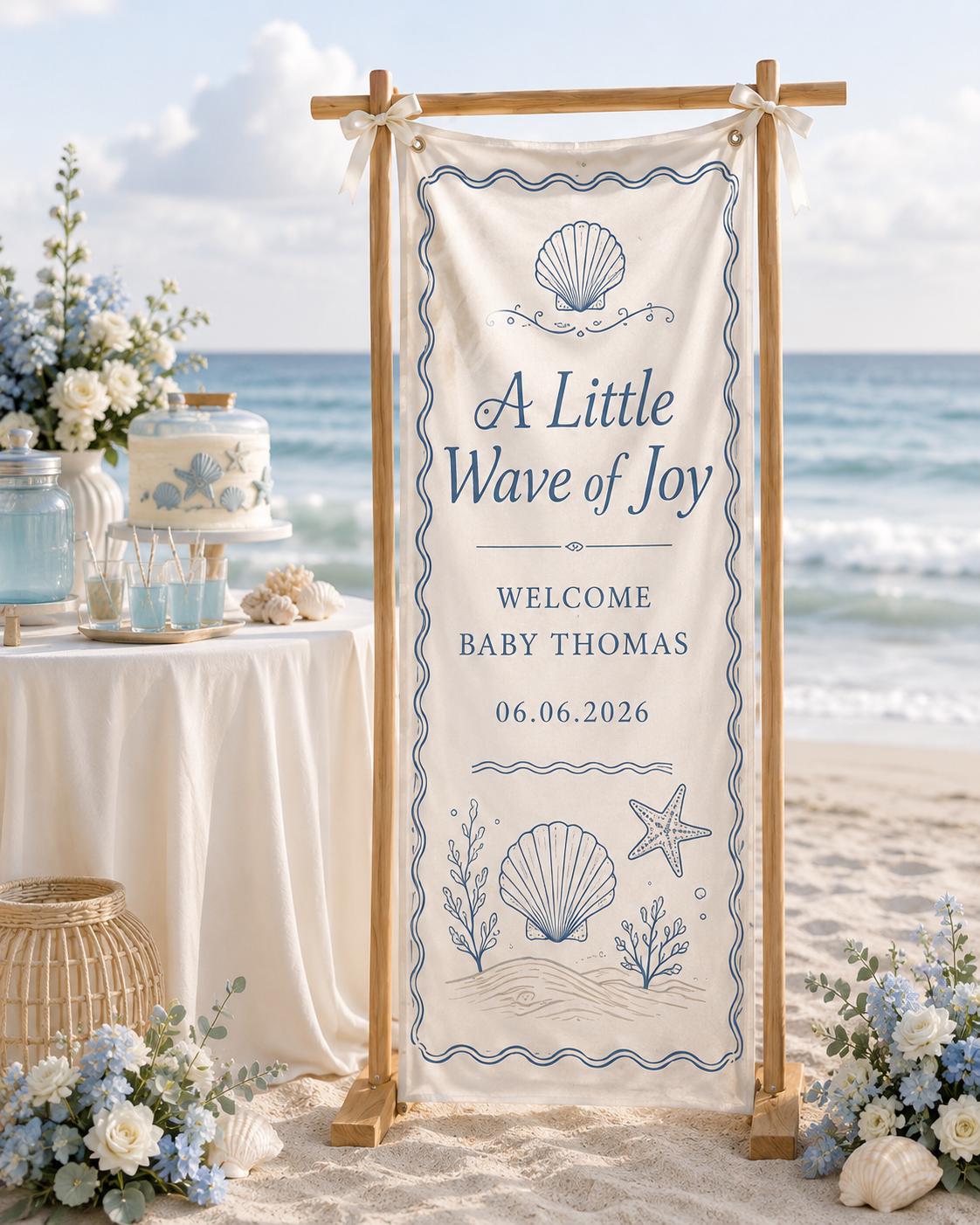 Coastal Baby Shower Fabric Banner, Ocean Theme Welcome Sign, Personalized Beach Decor - product image 10