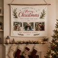 Christmas Family Photo Tapestry, Personalized Holiday Wall Hanging, Custom Family Name Sign - product image 1