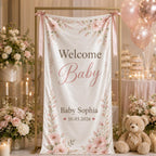 Personalized Floral Baby Shower Fabric Banner – product photo 6