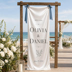 Wedding Welcome Fabric Banner, Personalized Ceremony Backdrop, Custom Floral Wedding Entrance – product photo 6