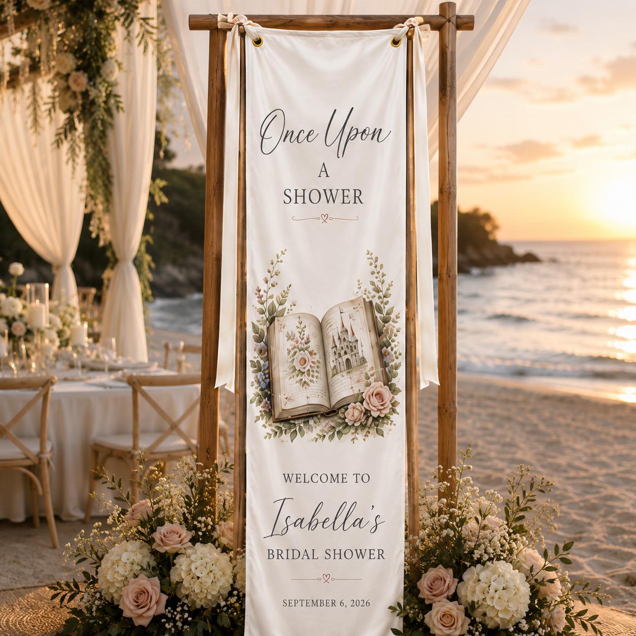 Book Theme Bridal Shower Fabric Banner, Personalized Welcome Sign, Love Story Decor - product image 7