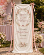 Floral Baby Shower Banner, Personalized Welcome Sign – product photo 7