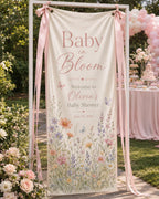 Floral Baby Shower Banner, Personalized Welcome Sign – main product view