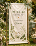 Personalized Garden Baby Shower Fabric Banner – main product view