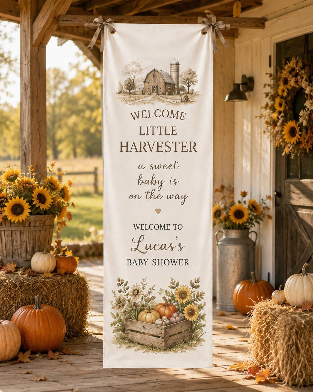 Berry Sweet Baby Shower Banner, Personalized Garden Welcome Sign, Satin Backdrop - product image 4