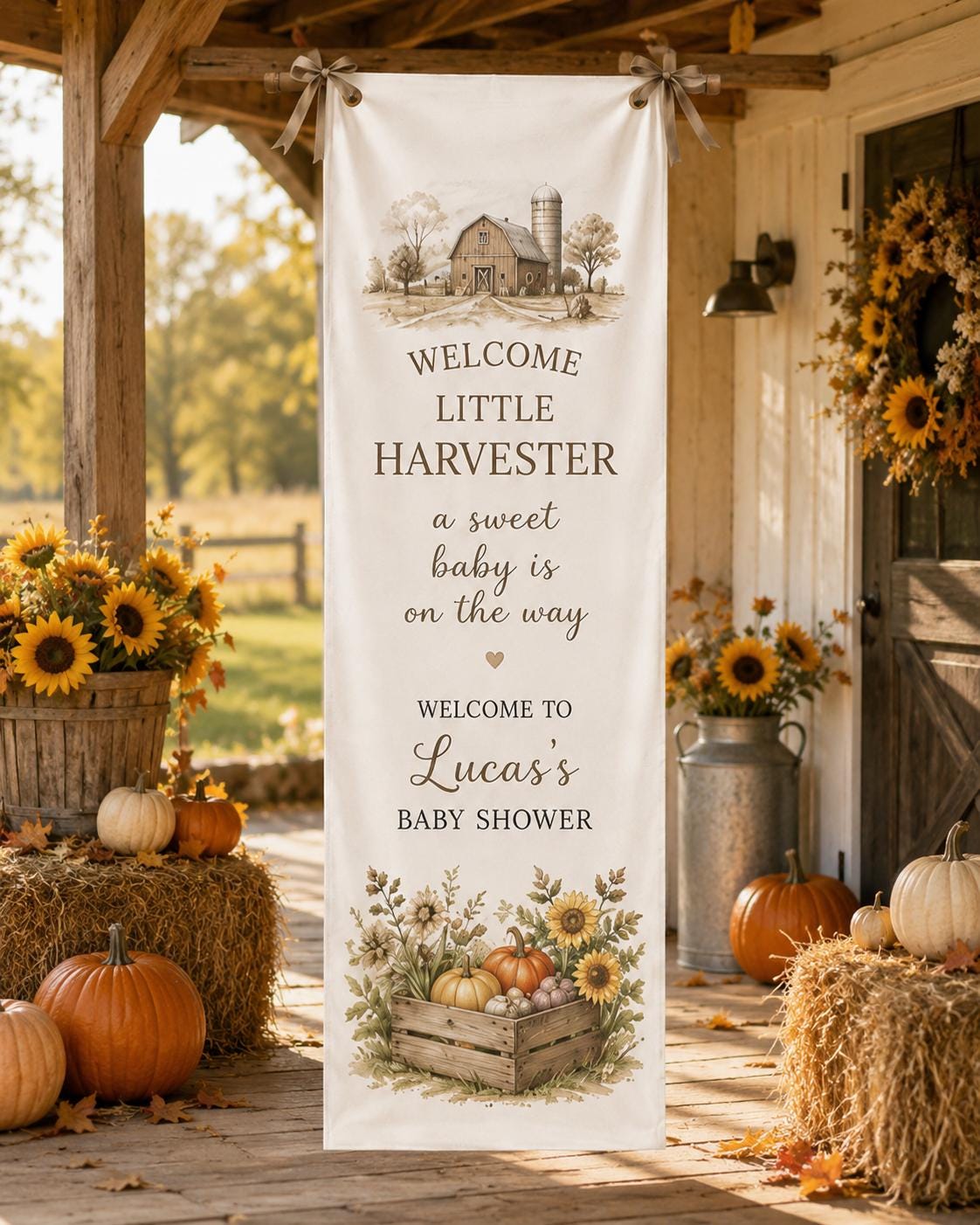 Berry Sweet Baby Shower Banner, Personalized Garden Welcome Sign, Satin Backdrop - product image 4