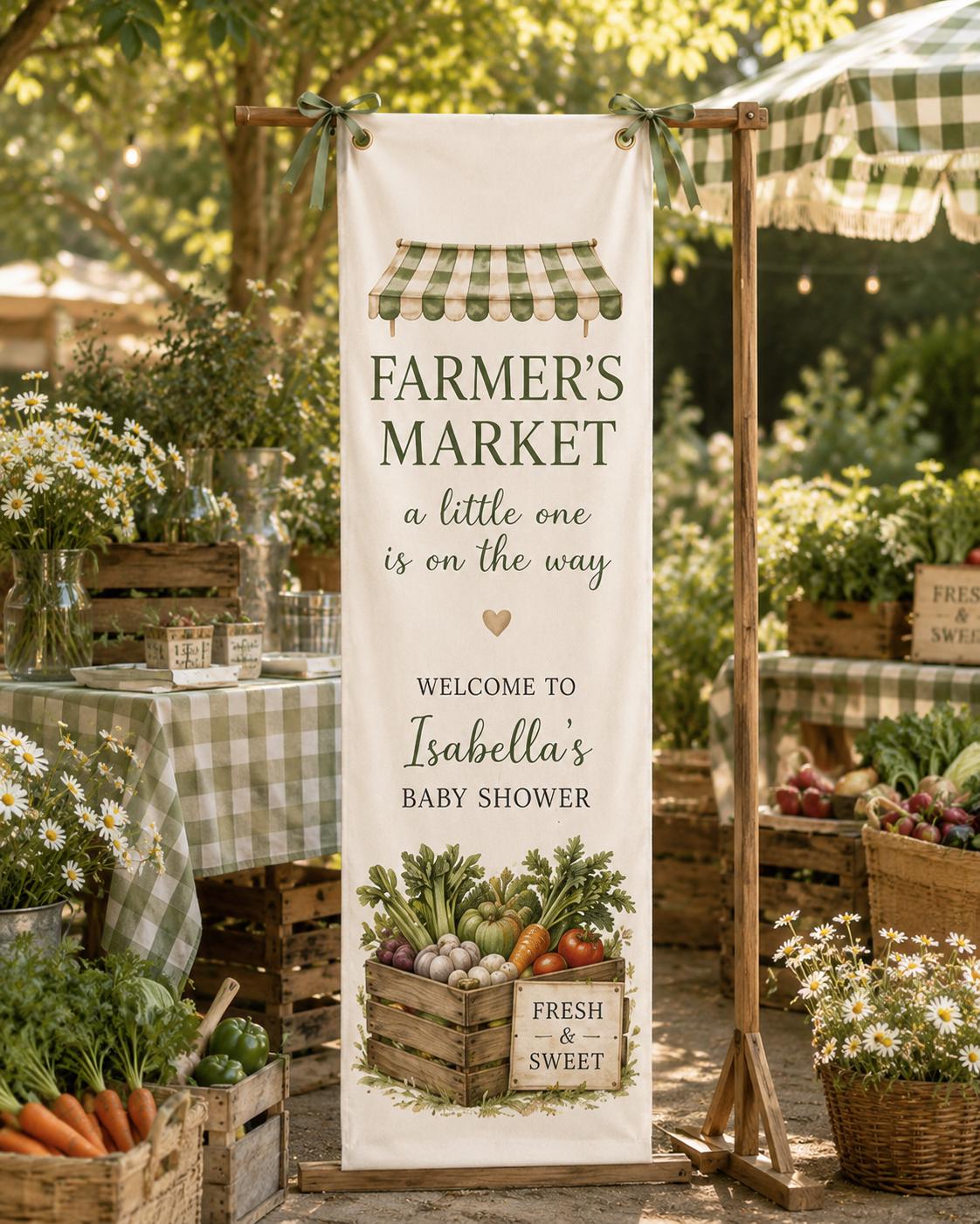 Berry Sweet Baby Shower Banner, Personalized Garden Welcome Sign, Satin Backdrop - product image 5