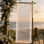 Wedding Welcome Fabric Banner, Personalized Ceremony Backdrop, Custom Floral Wedding Entrance – product photo 6
