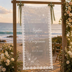 Wedding Welcome Fabric Banner, Personalized Ceremony Backdrop, Custom Floral Wedding Entrance – product photo 10