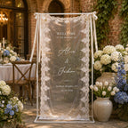 Personalized Blue Floral Lace Bridal Shower Welcome Banner – product photo 5