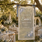 Personalized Blue Floral Lace Bridal Shower Welcome Banner – product photo 6