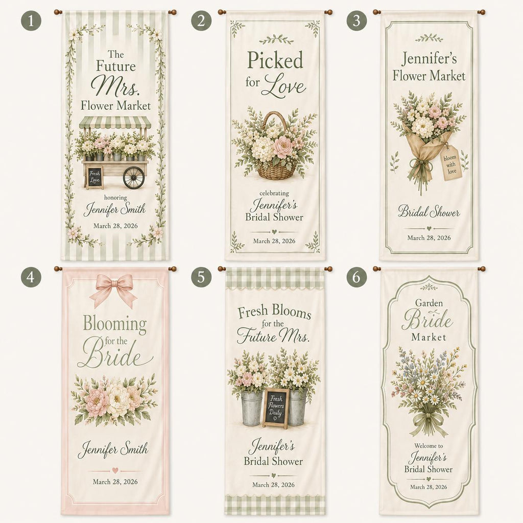 Personalized Flower Market Bridal Shower Banner, Garden Fabric Backdrop, Future Mrs Party Decor - product image 2