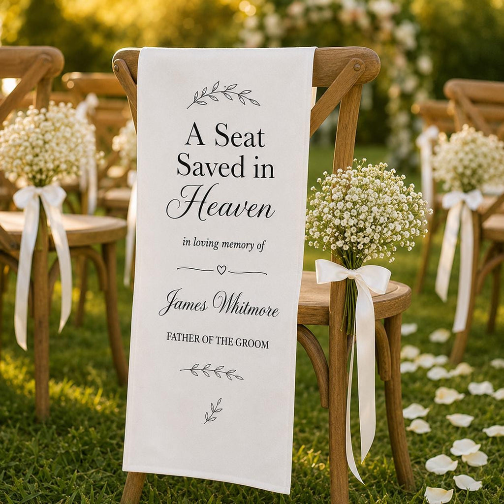 Wedding Memorial Chair Sash, Personalized Reserved Seat Banner, In Loving Memory Tribute Decor - product image 9