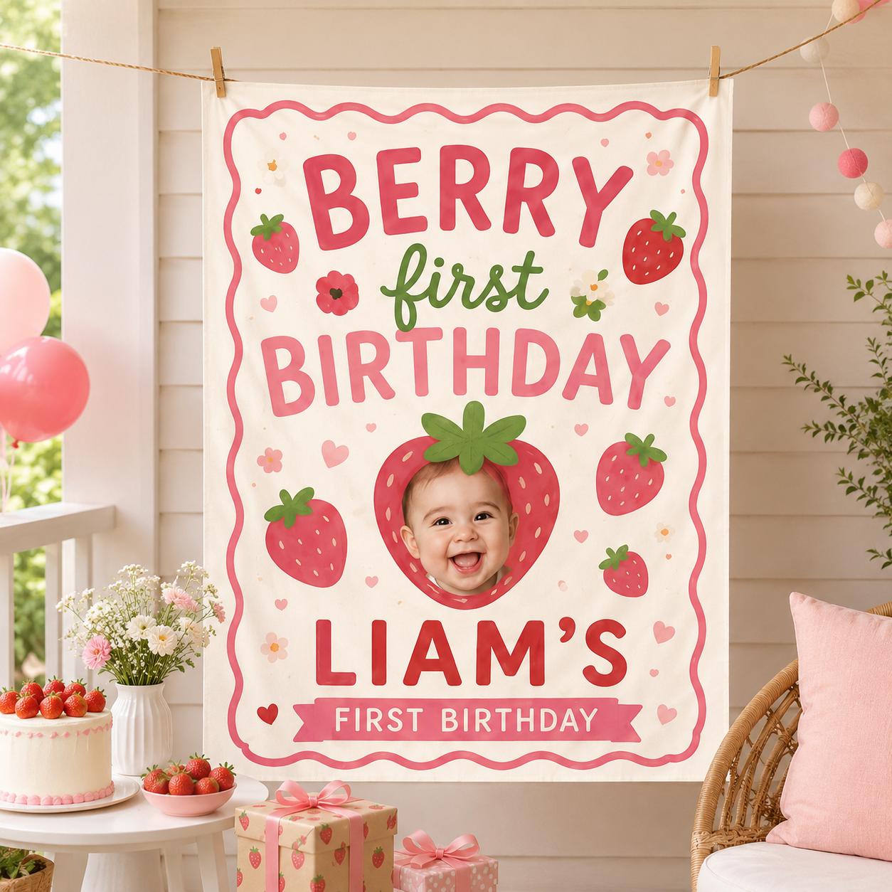 Personalized Rookie of the Year First Birthday Banner, Custom Photo Fabric Backdrop - product image 9