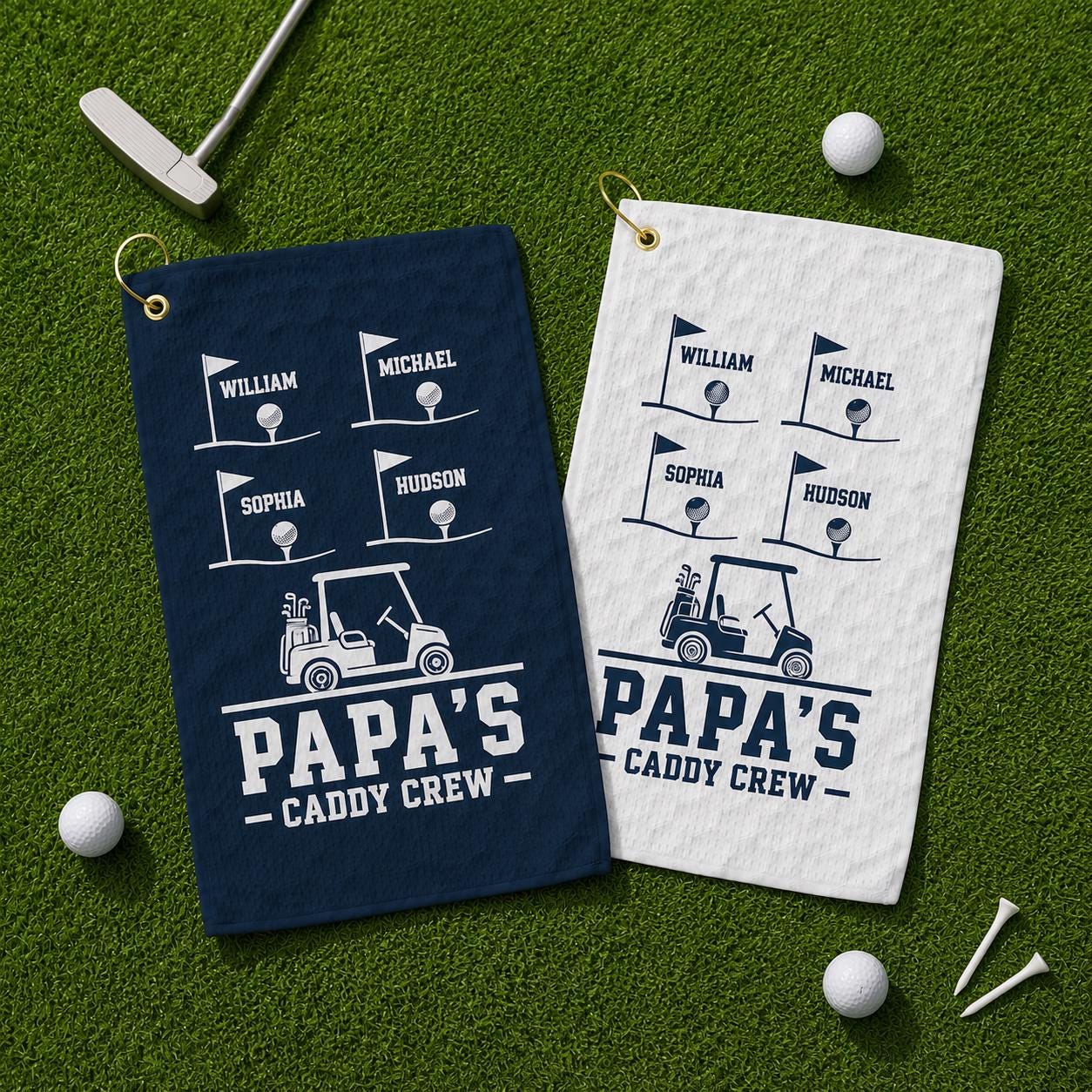 Papa's Caddy Crew Golf Towel, Personalized Grandpa Golf Gift, Custom Grandkids Name Accessory - product image 9