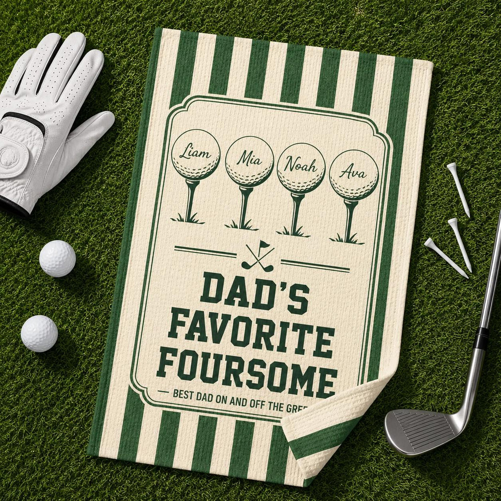 Personalized Golf Towel for Dad, Custom Kids Name Golf Gift, Father’s Day Accessory - product image 1