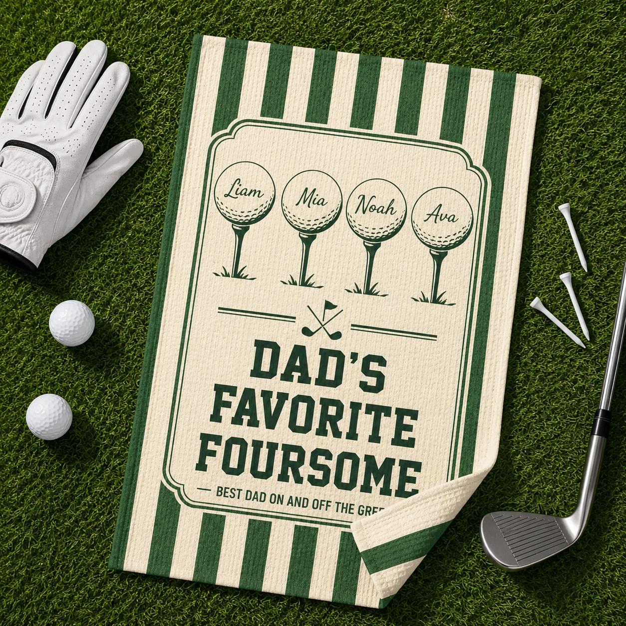 Personalized Golf Towel for Dad, Custom Kids Name Golf Gift, Father’s Day Accessory - product image 1