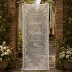 Garden Wedding Lace Banner, Personalized Sheer Wedding Welcome Sign – product photo 9
