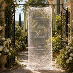 Garden Wedding Lace Banner, Personalized Sheer Wedding Welcome Sign – main product view