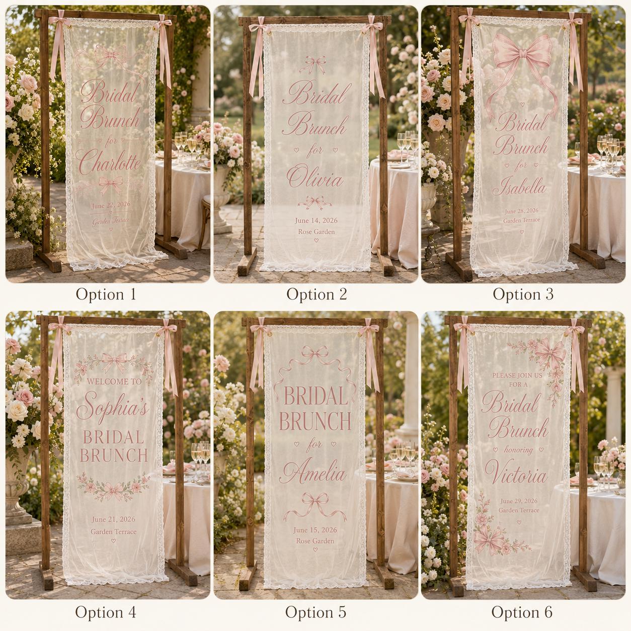 Personalized Lace Bridal Brunch Banner, Sheer Garden Party Welcome Sign - product image 2