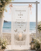 Memorial Lace Banner, Personalized Celebration of Life Sign, Custom Sheer Remembrance Banner – product photo 5