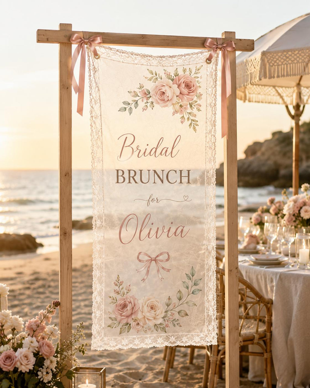 Personalized Miss to Mrs Banner, Romantic Lace Bridal Shower Decor - product image 5