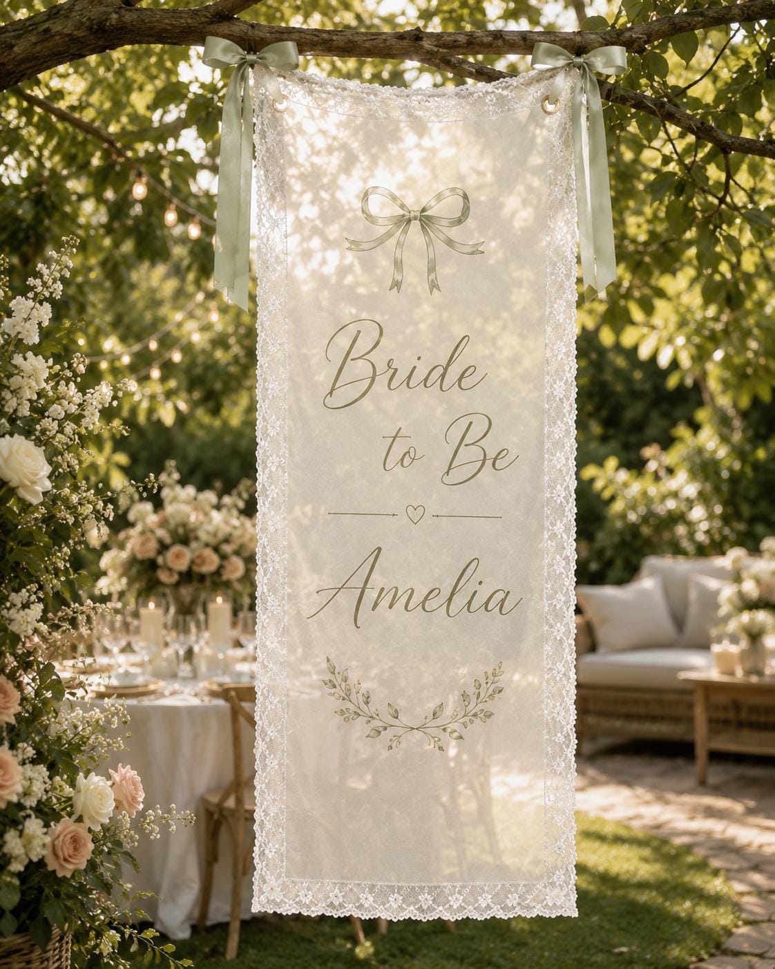 Personalized Miss to Mrs Banner, Romantic Lace Bridal Shower Decor - product image 7