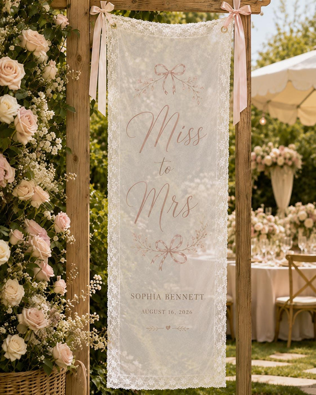 Personalized Miss to Mrs Banner, Romantic Lace Bridal Shower Decor - product image 6
