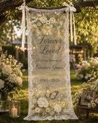Memorial Lace Banner, Personalized Sheer Remembrance Sign – main product view