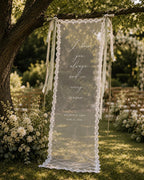 Wedding Vow Lace Banner, Personalized Sheer Ceremony Quote Sign – product photo 7