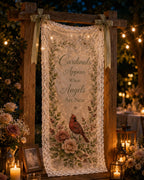 Memorial Lace Banner, Personalized Celebration of Life Sign, Custom Sheer Remembrance Banner – product photo 6