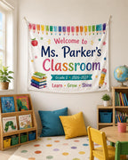 Classroom Linen Tapestry, Personalized Teacher Welcome Banner – main product view