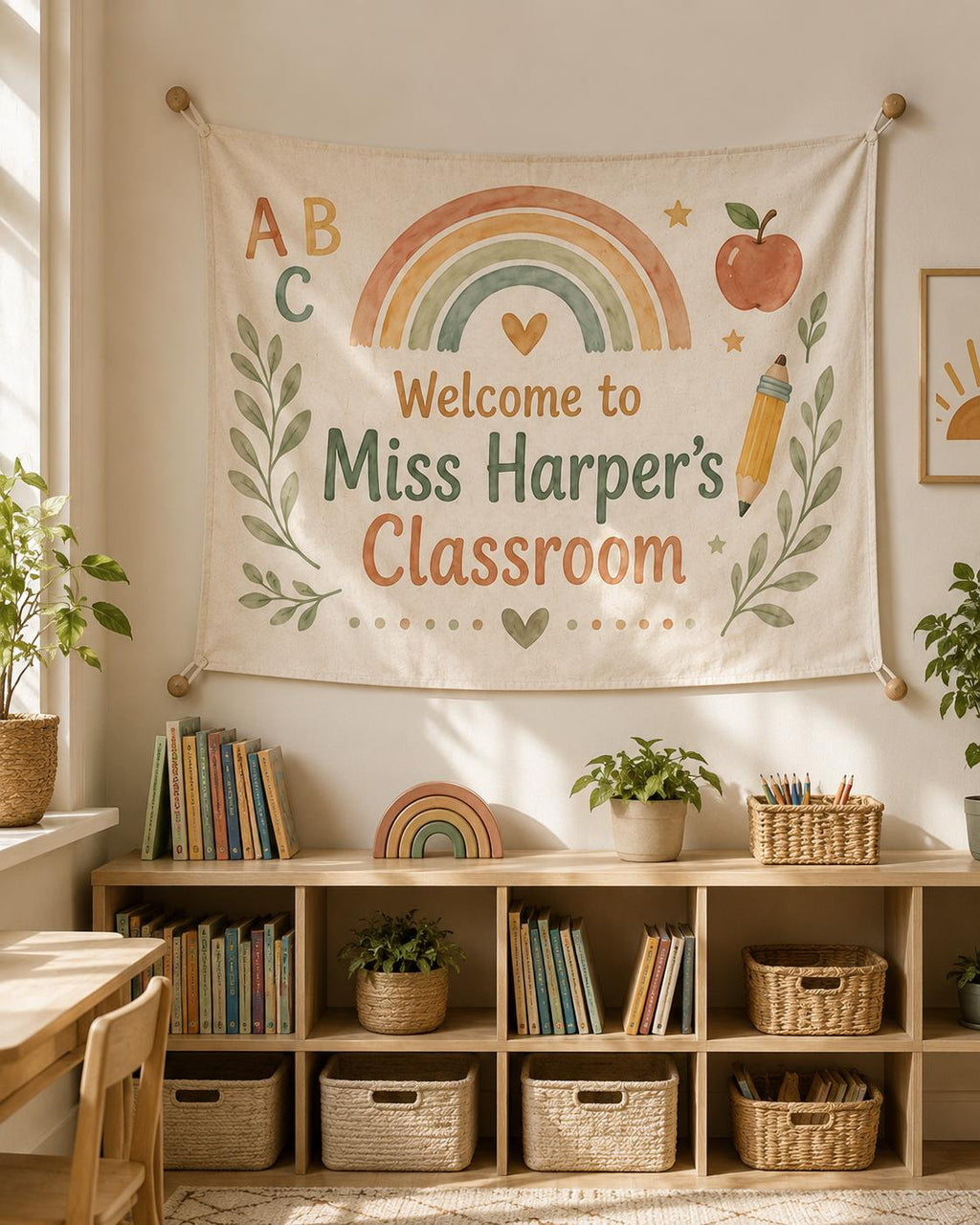 Classroom Linen Tapestry, Personalized Teacher Welcome Banner, Custom Back To School Wall Decor - product image 6