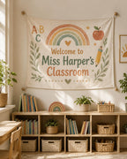 Classroom Linen Tapestry, Personalized Teacher Welcome Banner – product photo 6