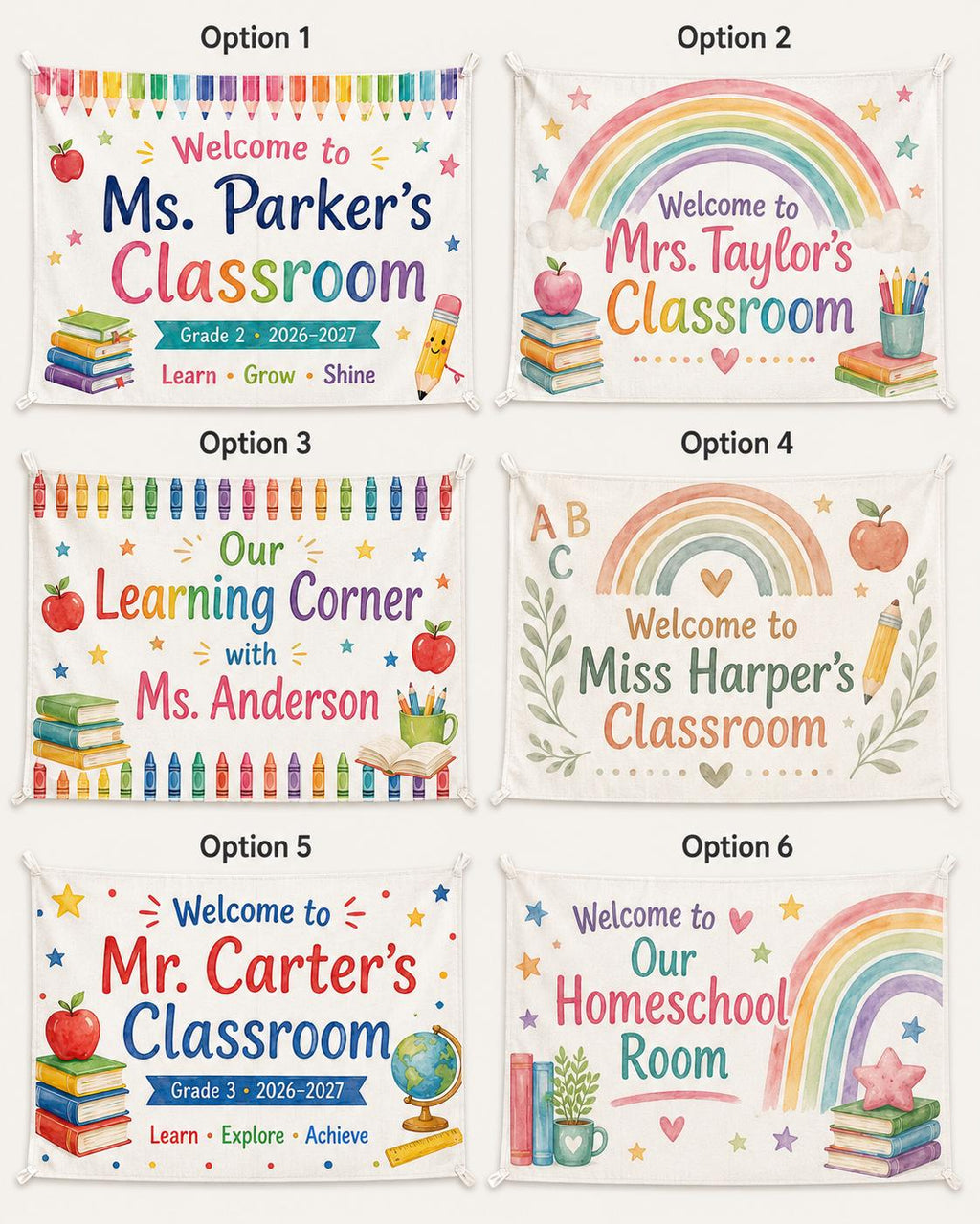 Classroom Linen Tapestry, Personalized Teacher Welcome Banner, Custom Back To School Wall Decor - product image 2