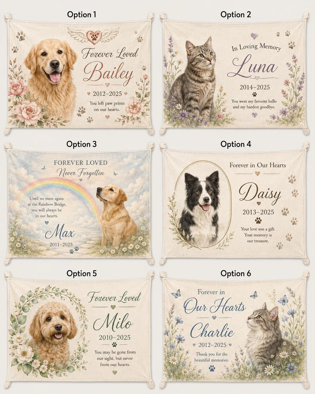 Personalized Pet Memorial Linen Tapestry, Custom Dog Cat Photo Sign, Rainbow Bridge Decor - product image 2