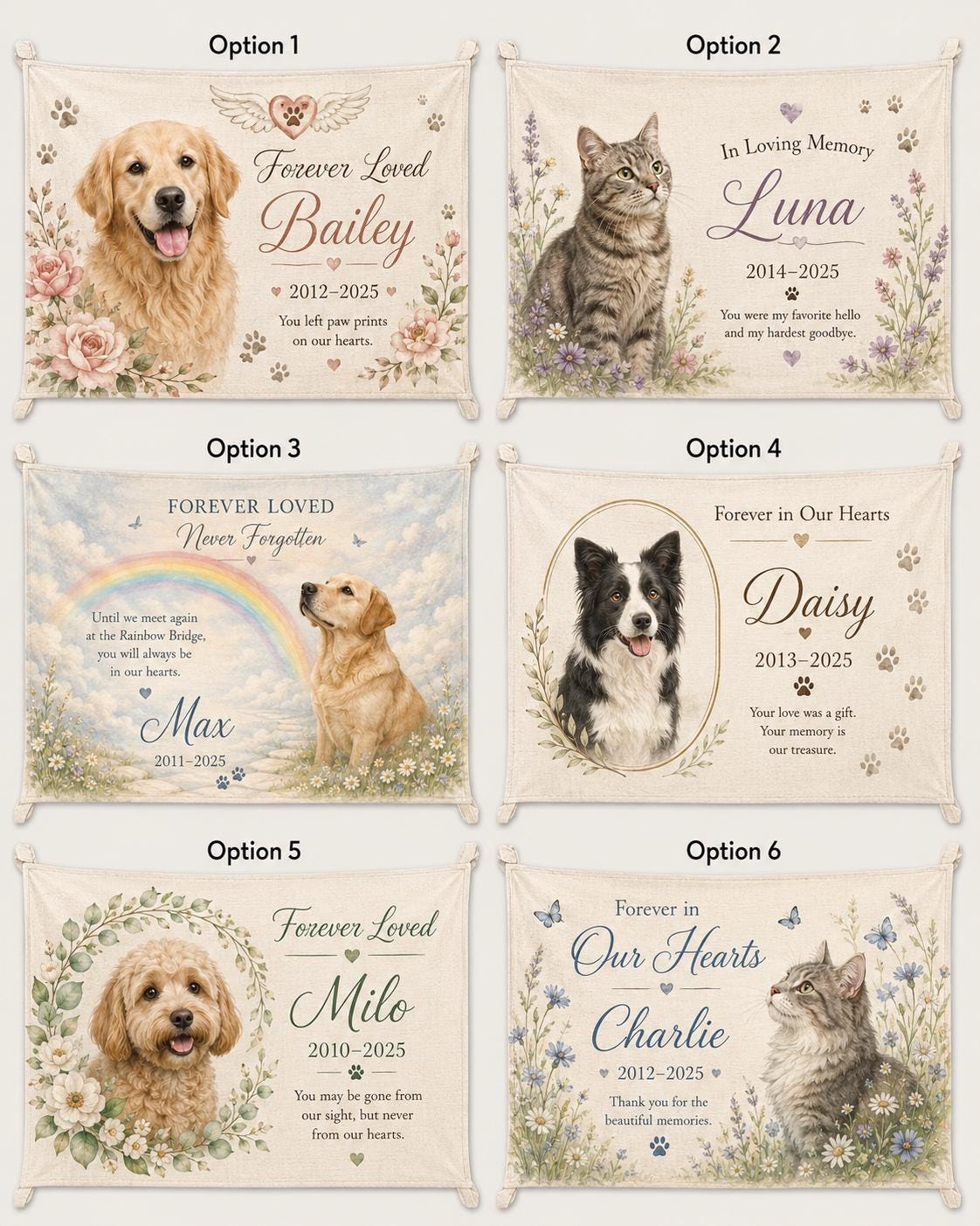 Personalized Pet Memorial Linen Tapestry, Custom Dog Cat Photo Sign, Rainbow Bridge Decor - product image 2