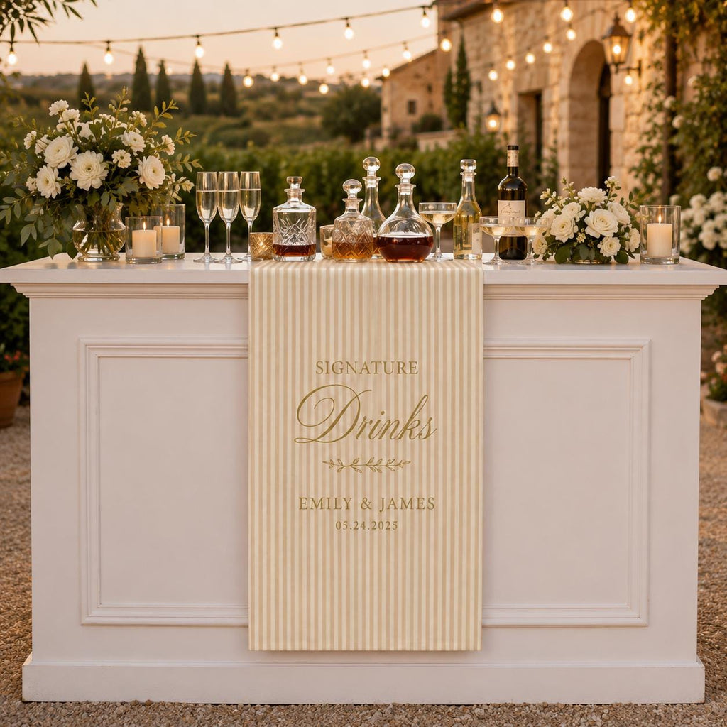 Personalized Wedding Bar Runner, Satin Signature Drinks Decor, Custom Event Signage - product image 5