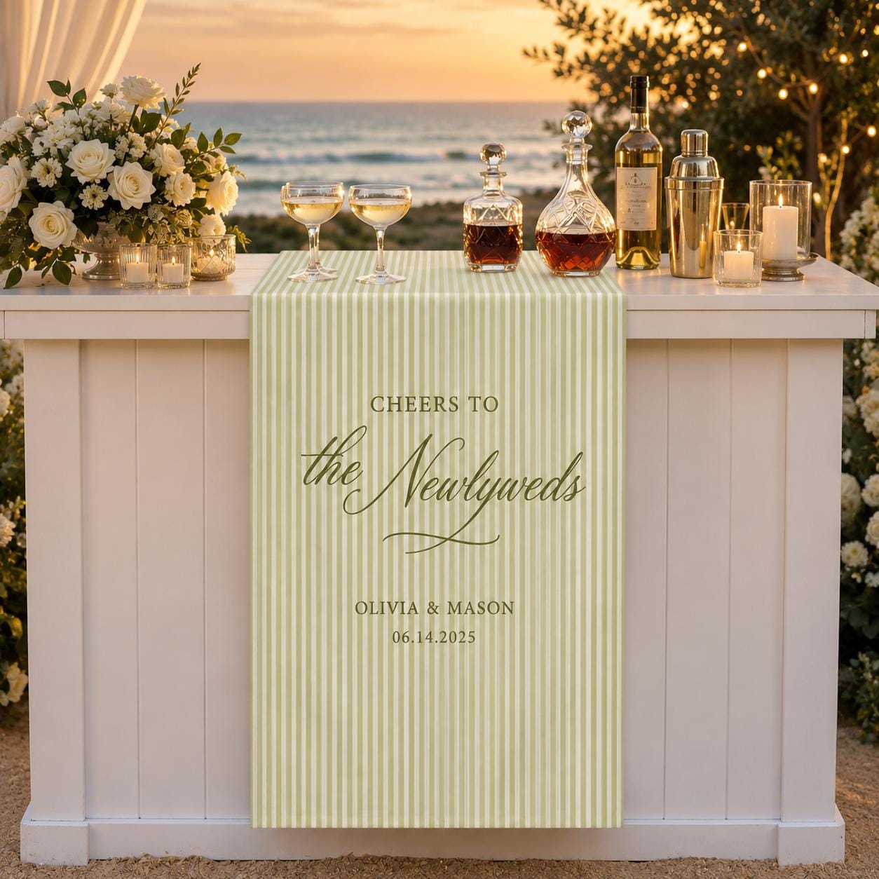Personalized Wedding Bar Runner, Satin Signature Drinks Decor, Custom Event Signage - product image 8